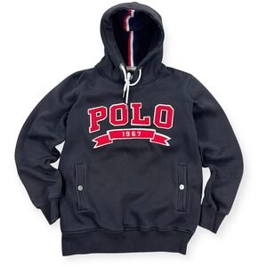 U.S. Polo Assn Hoodie Men's Large Black Red Spell Out Logo Sweatshirt Skater